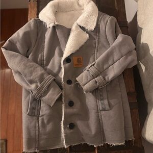 XS Carhartt women Gray Pea Coat with Sherpa Lining